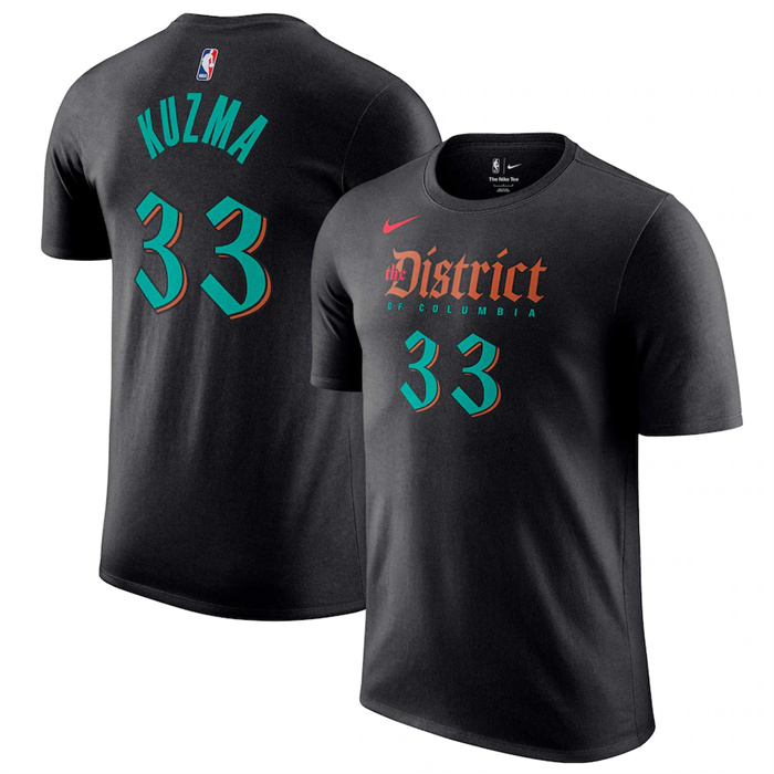Men's Washington Wizards #33 Kyle Kuzma Black 2023/24 City Edition Name & Number T-Shirt